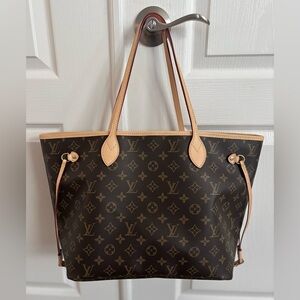 L V 1:1 Fashion Designer Inspired Neverfull MM Brown Monogram Leather Tote Bag